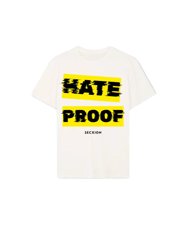 HATE PROOF Tee – White/ Yellow
