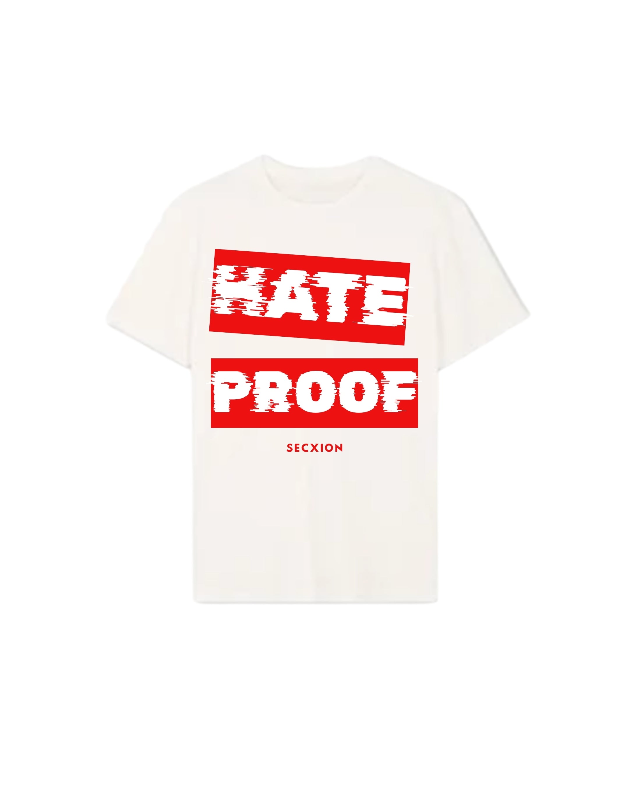 HATE PROOF Tee – White / Red