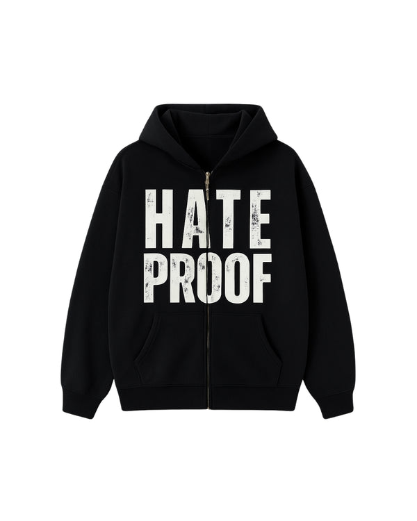 HATE PROOF Heavyweight Zip Hoodie – Black