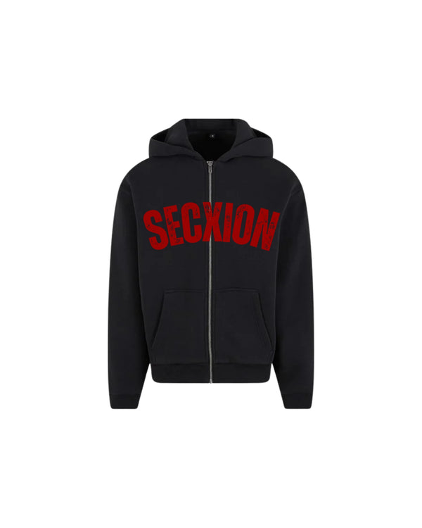 Core Zip Hoodie – Black/Red